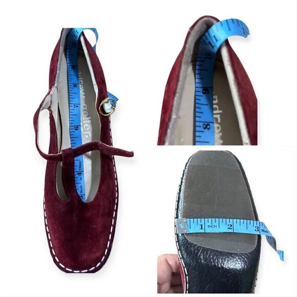 Vintage Andrew Geller Burgundy Suede T Strap Mod Pumps. From 60-70s, Size 8.5 N. - Picture 11 of 12